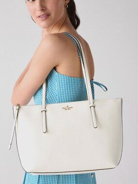 New Kate Spade All Day Large Tote Delicate Pebble Leather Meringue